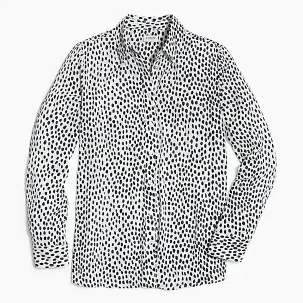 NWOT J. Crew Printed Button Down Silky Blouse